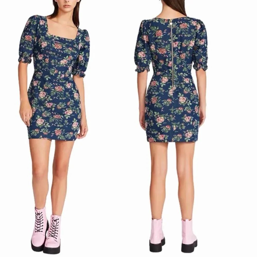 Betsey Johnson Women's Square-Neck Puff-Sleeve Sheath Dress